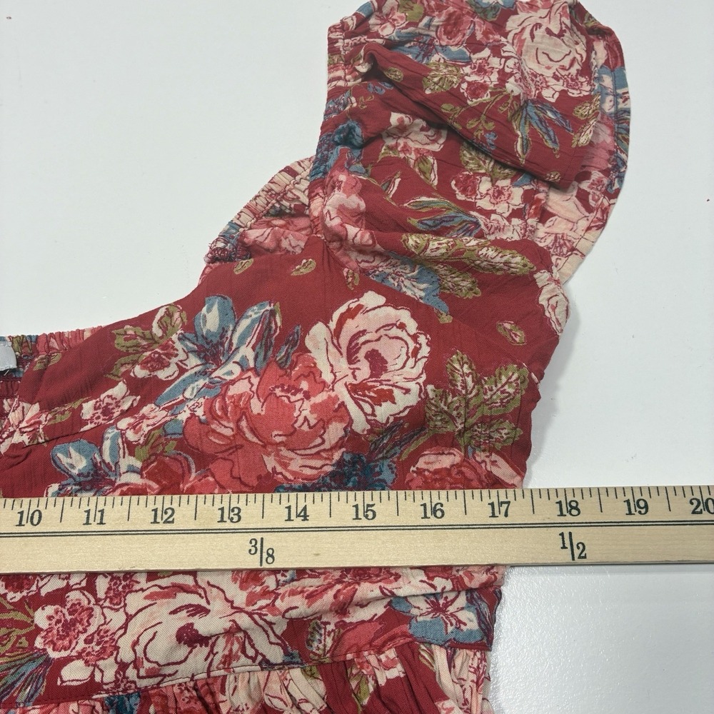 Magnolia Boutique Floral Babydoll Top Womens‎ Medium Red Boho v-neck  Casual - Picture 8 of 12